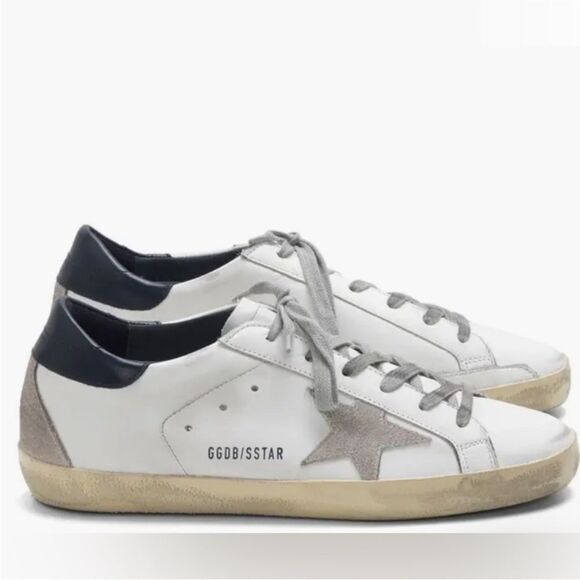 Golden Goose & Dust Bag Super Star White, Gray, Blue Leather Sneakers - Picture 1 of 14